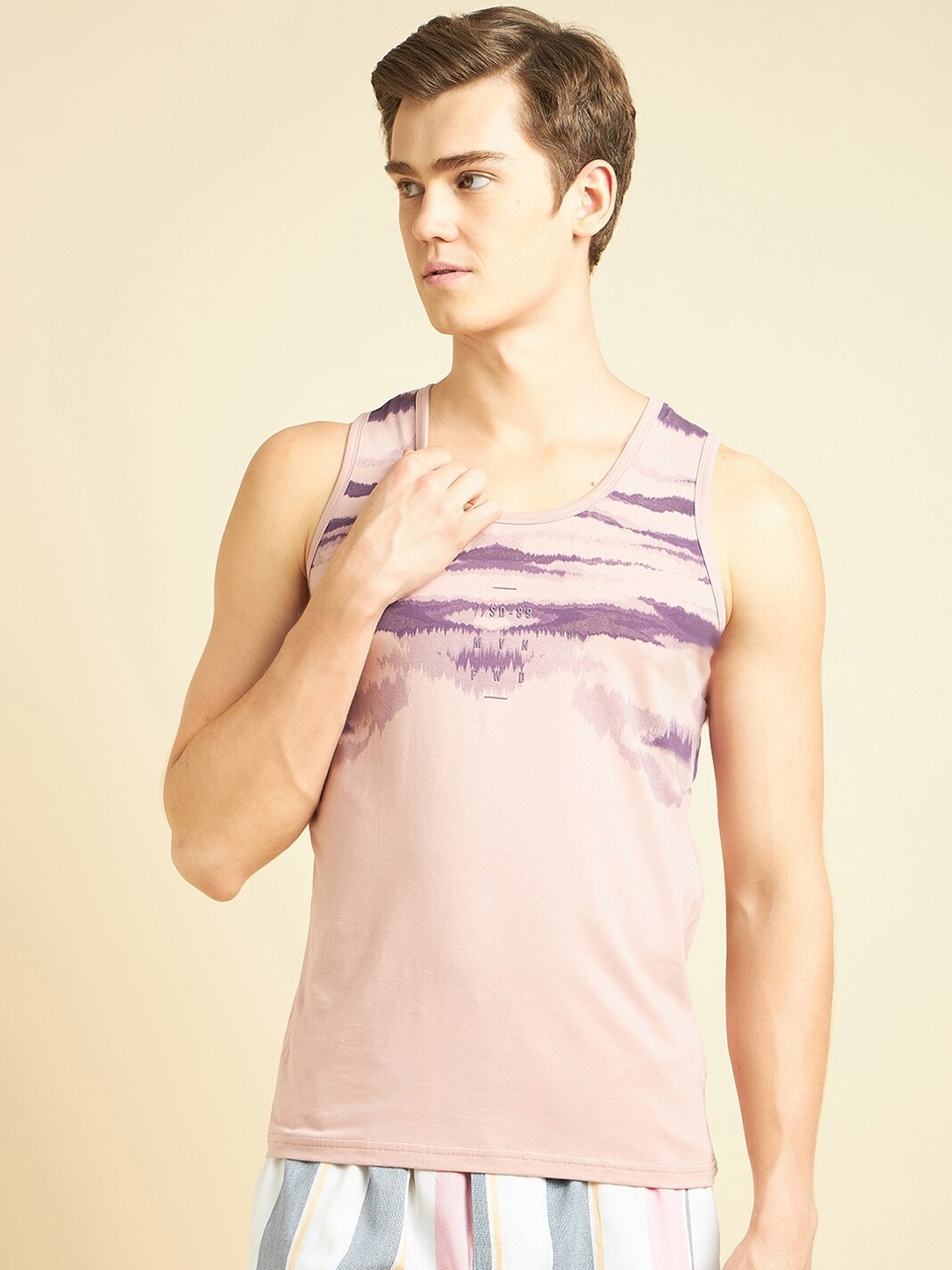 

Sweet Dreams Pink Abstract Printed Sleeveless Cotton T-shirt