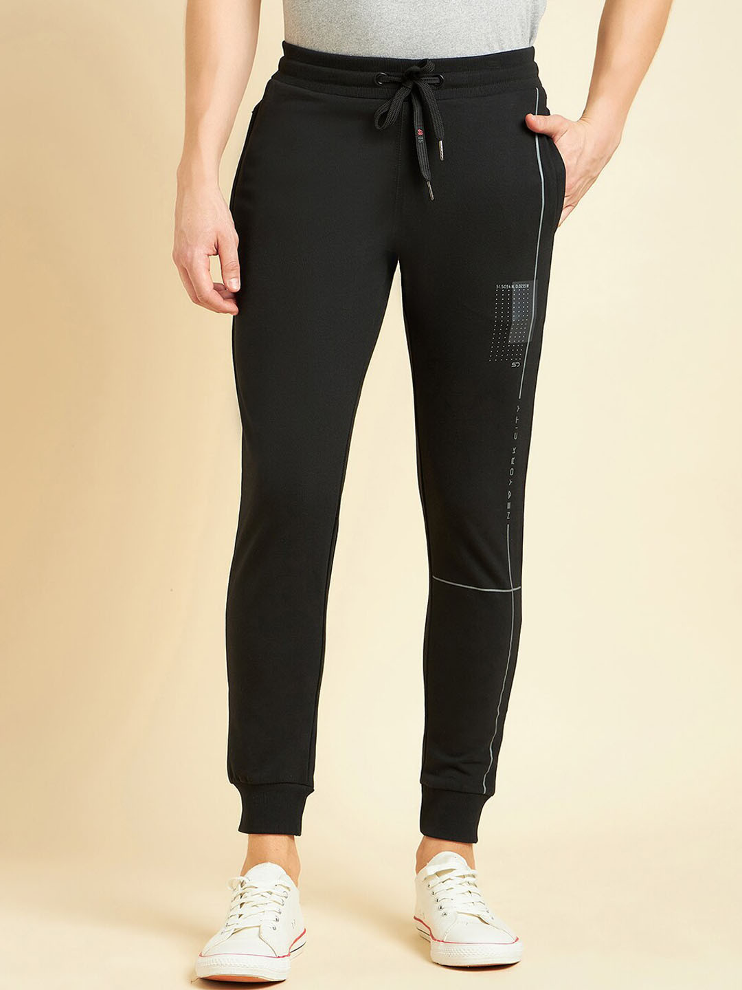 

Sweet Dreams Men Black Mid-Rise Dry Fit Cotton Track Pants