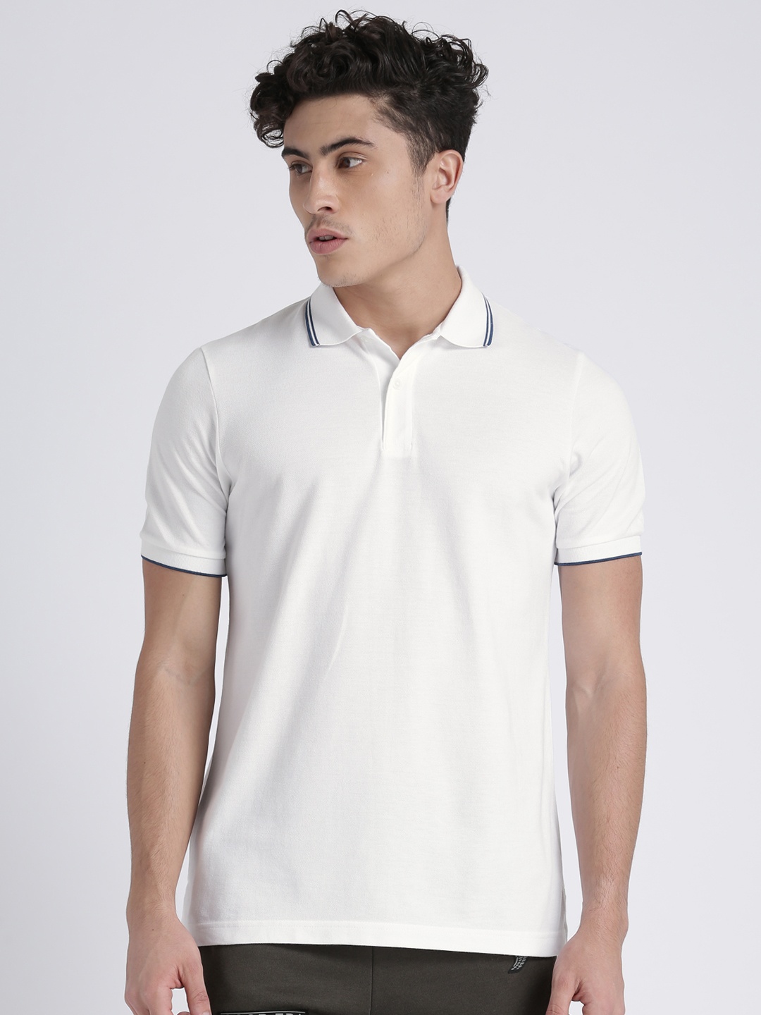 

Splash Men White Solid Polo Collar Pure Cotton T-shirt