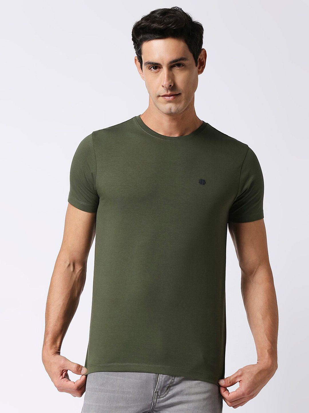 

DRAGON HILL Round Neck Short Sleeves Slim Fit T-shirt, Green