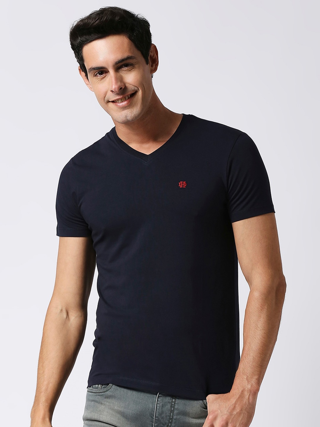 

DRAGON HILL V-Neck Short Sleeves Slim Fit T-shirt, Navy blue