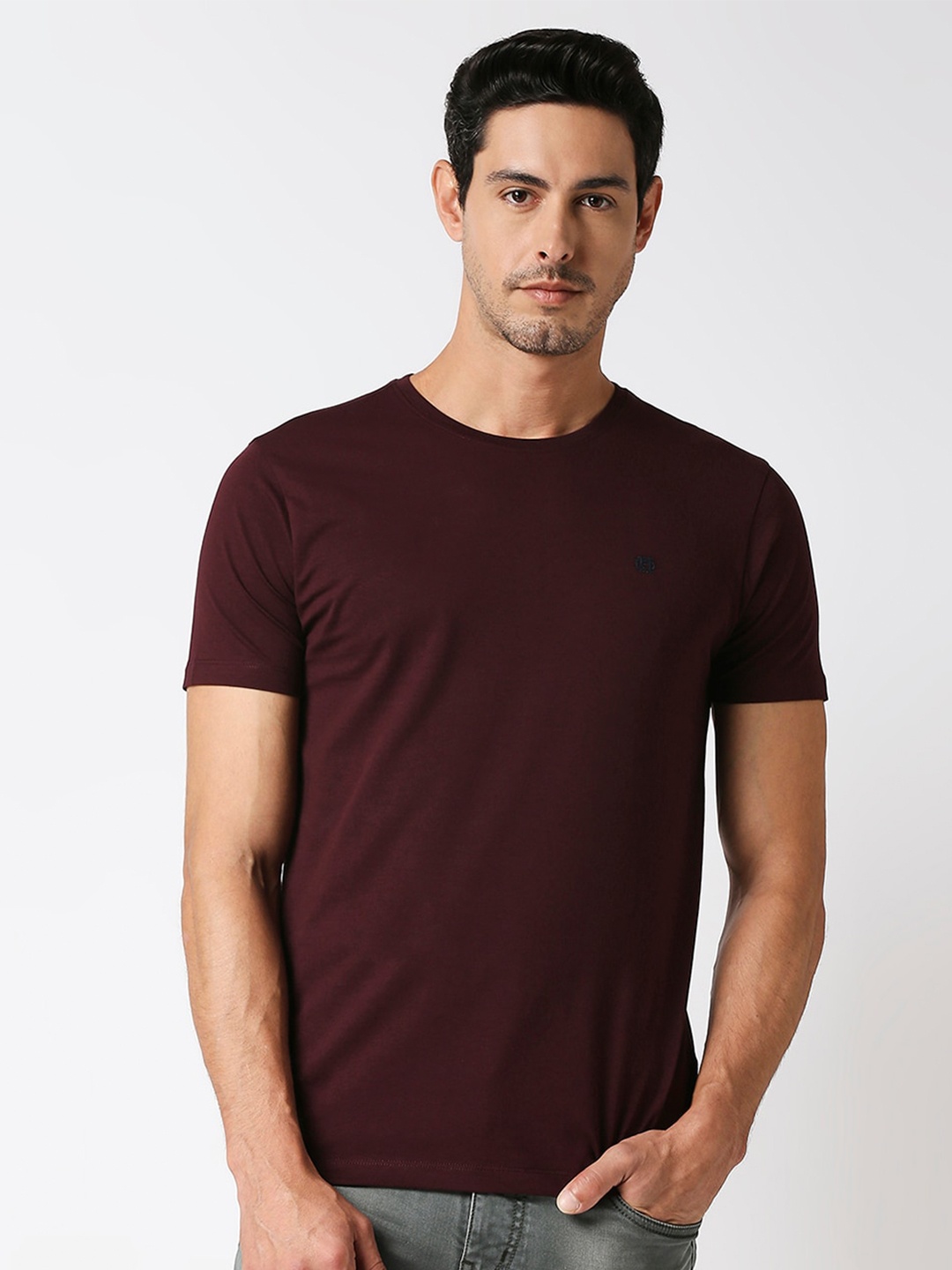 

DRAGON HILL Slim Fit Casual Cotton T-shirt, Maroon