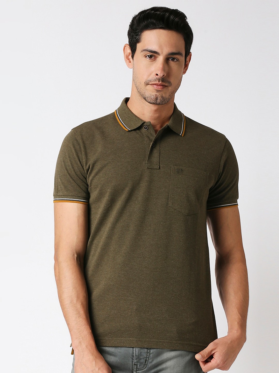 

DRAGON HILL Polo Collar Slim Fit Casual Cotton T-shirt, Green