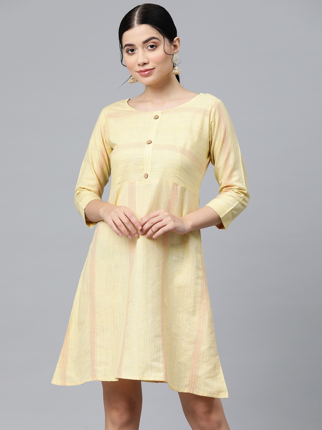 

WEAVETECH IMPEX A-Line Dress, Yellow