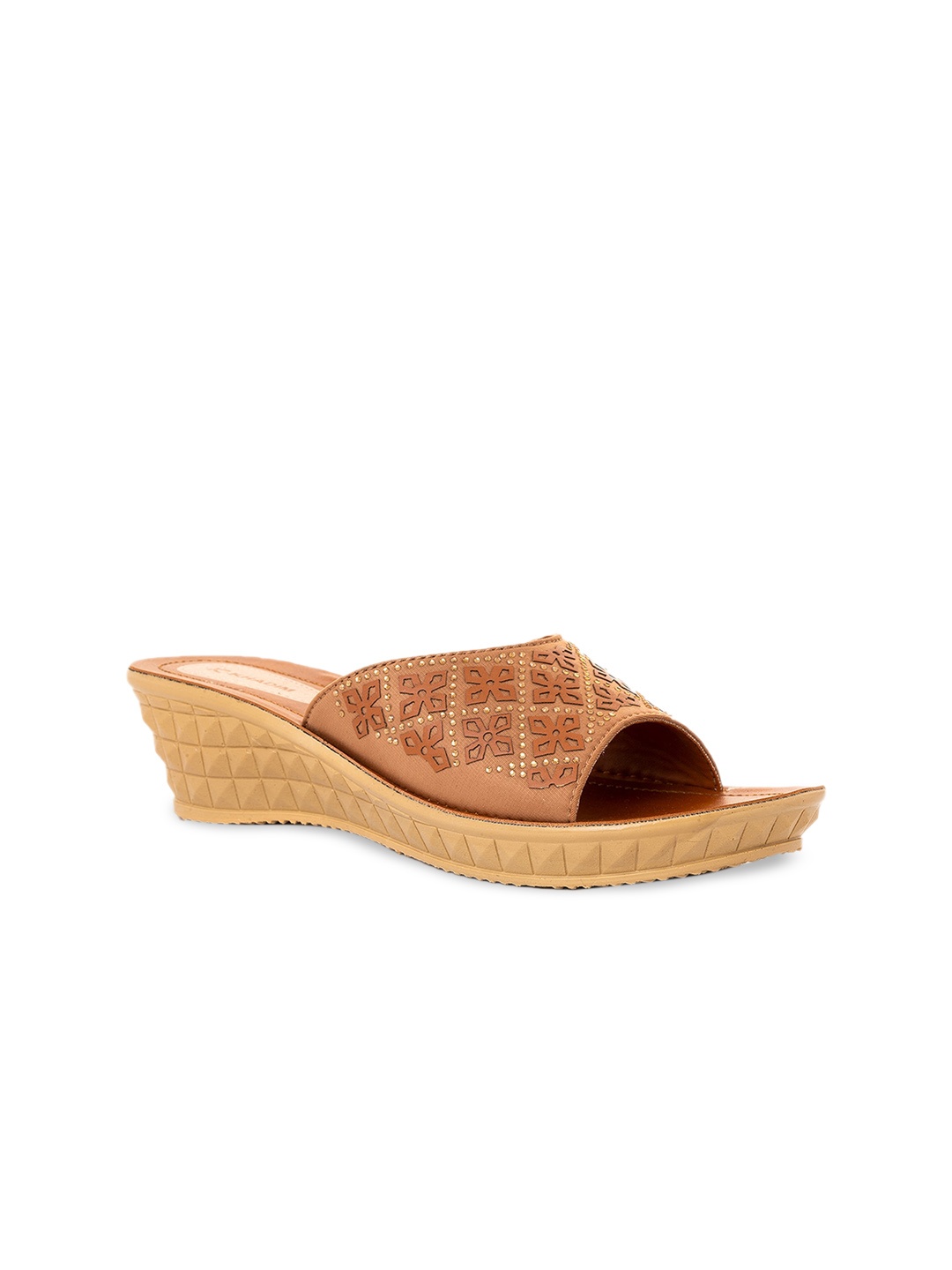 

Khadims Open Toe Embellished Wedges, Brown