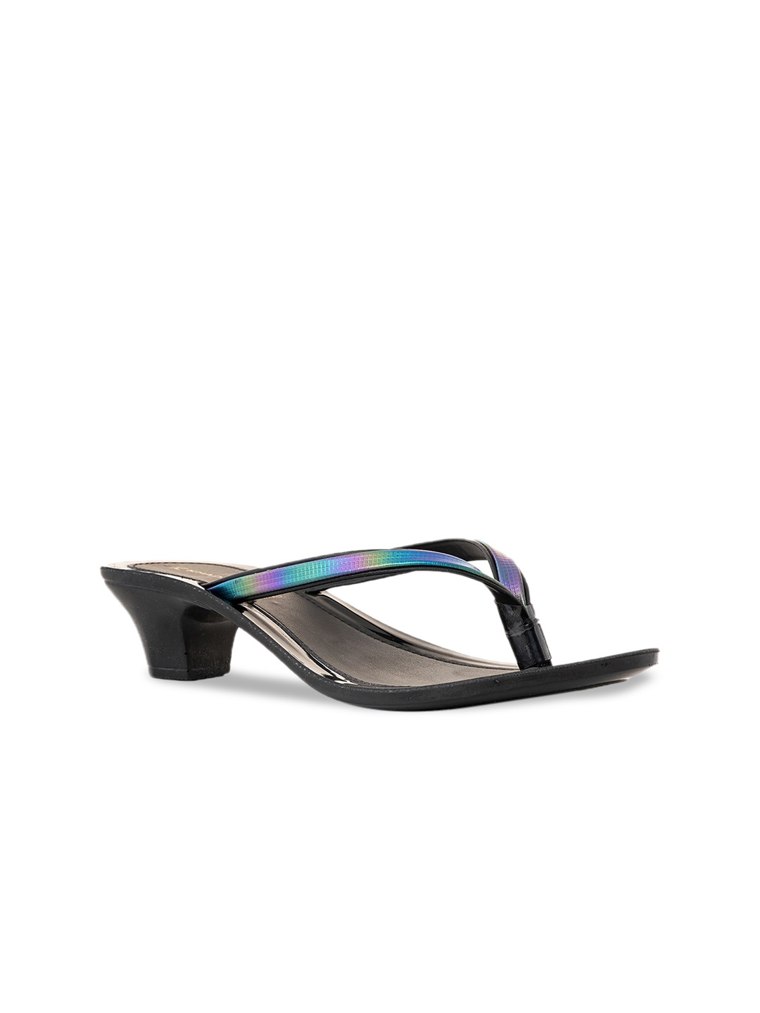 

Khadims Textured T-Strap Block Heels, Black
