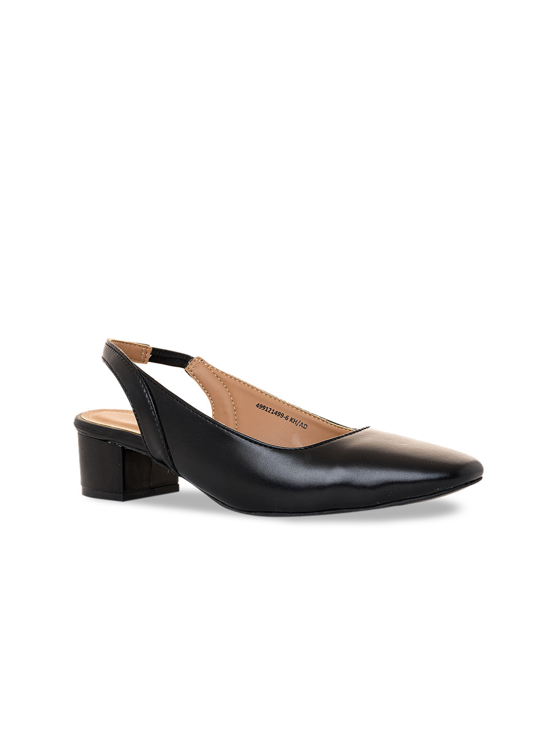 

Khadims Round Toe Block Mules With Backstrap, Black