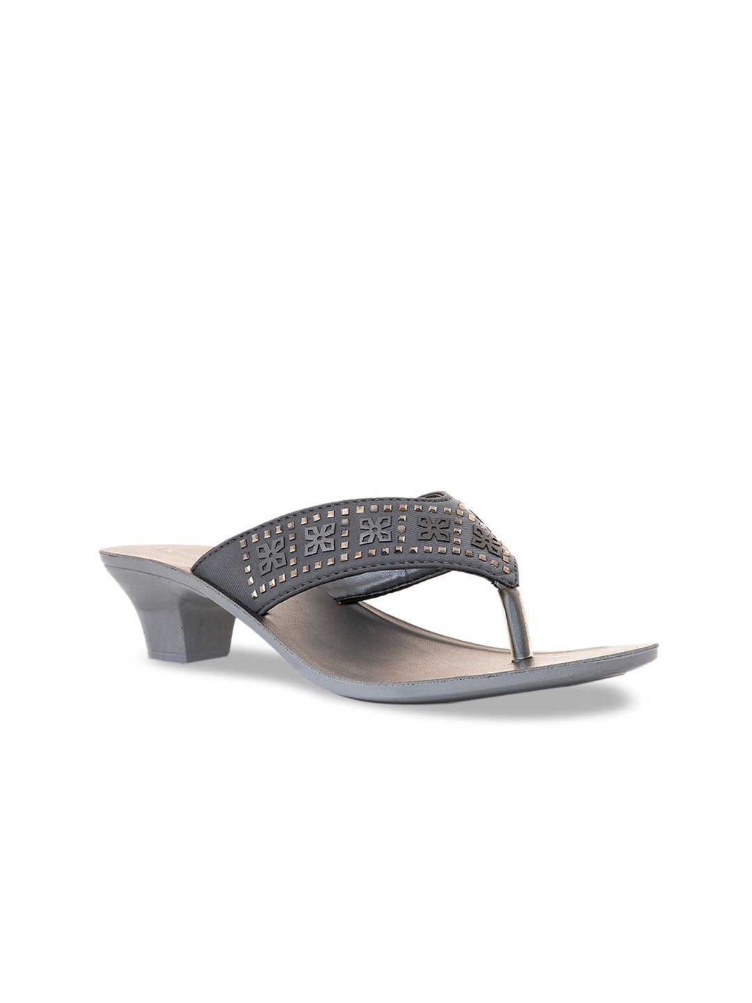 

Khadims Embellished Open Toe Block Heels, Grey