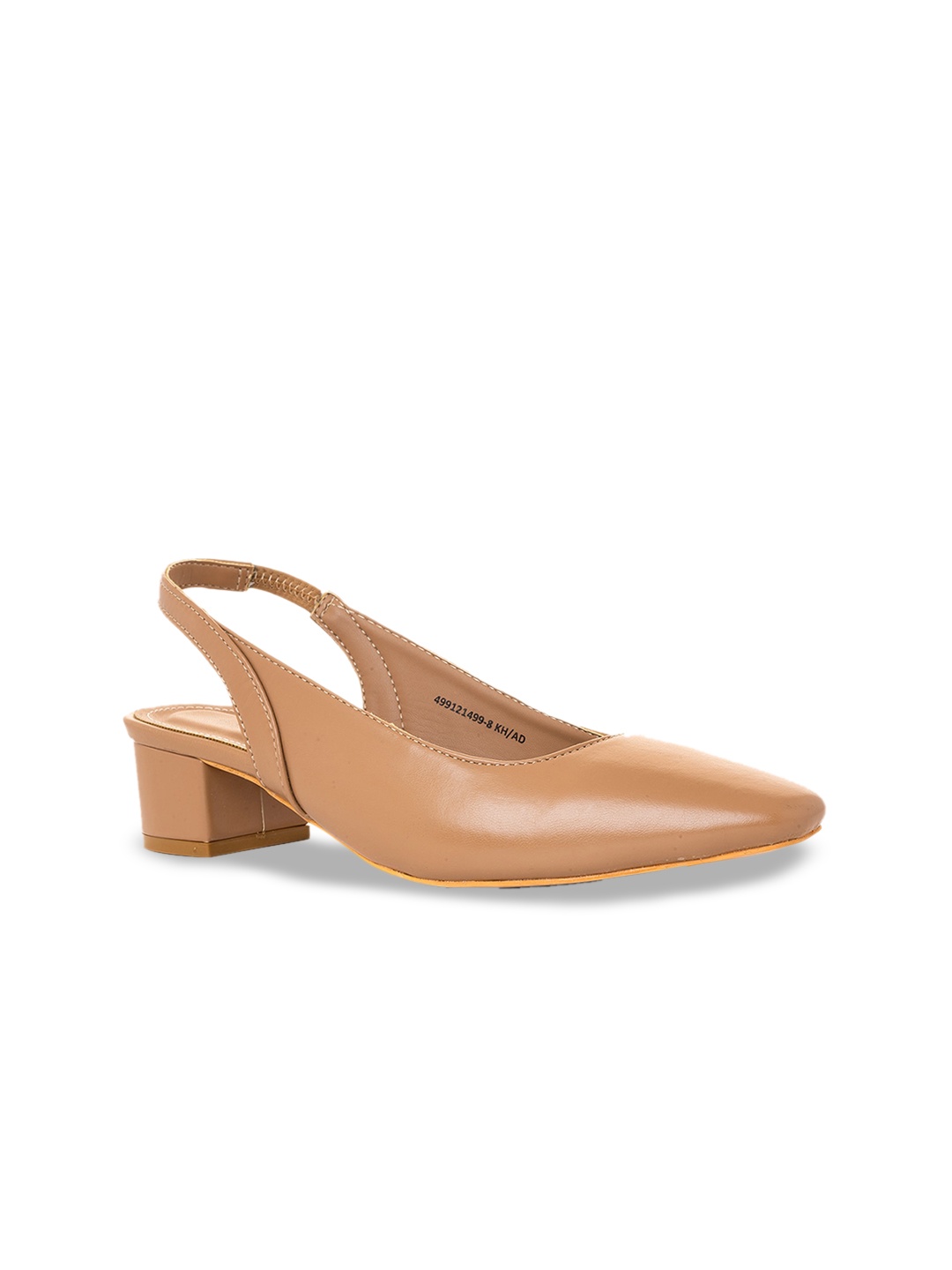 

Khadims Round Toe Block Mules With Backstrap, Beige