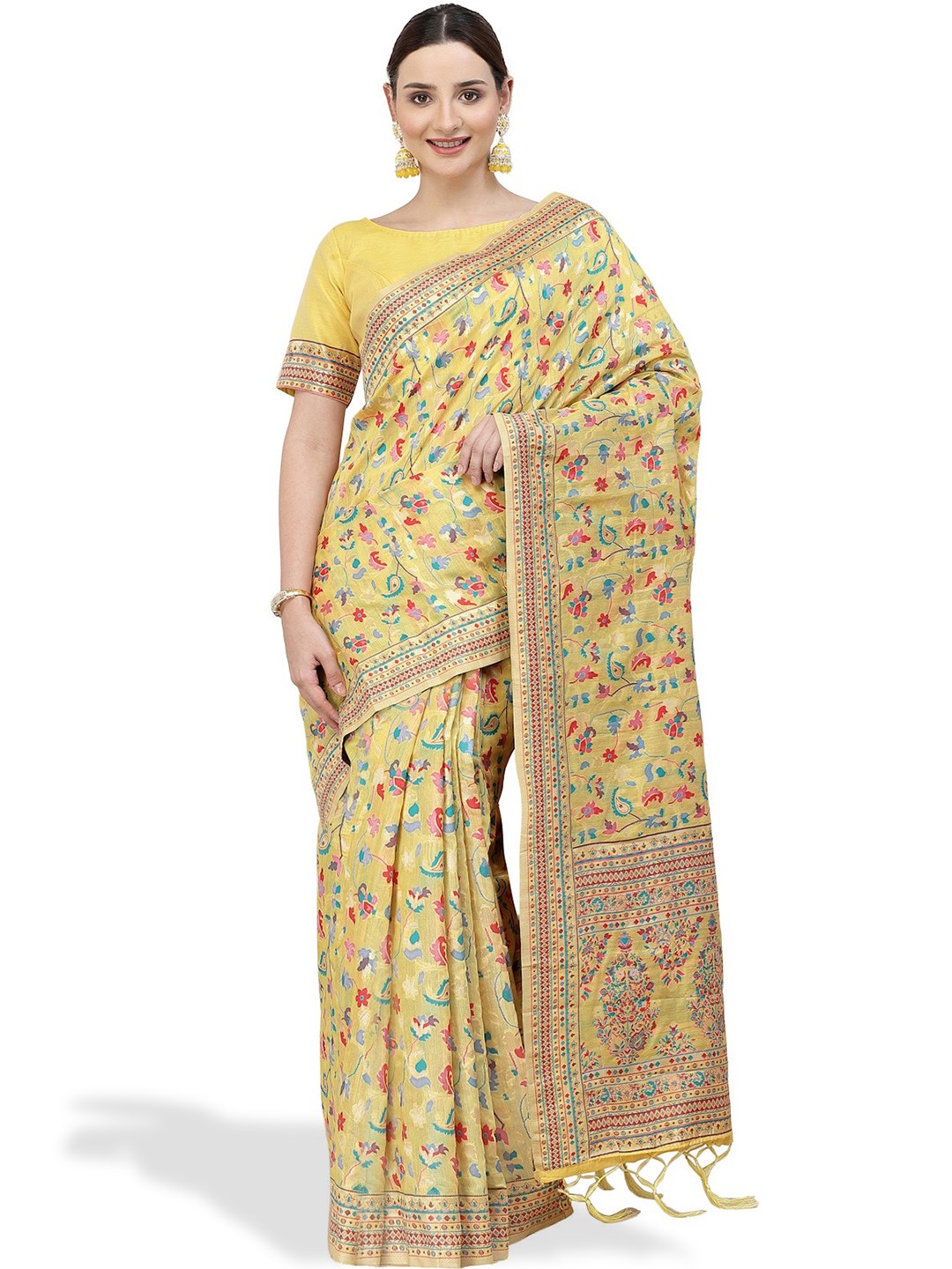 

Nimayaa Floral Woven Design Saree, Yellow