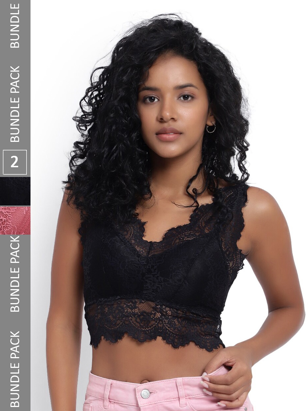 

PARKHA Pack Of 2 Bralette Full Coverage Dry Fit Heavily Padded Bra, Black