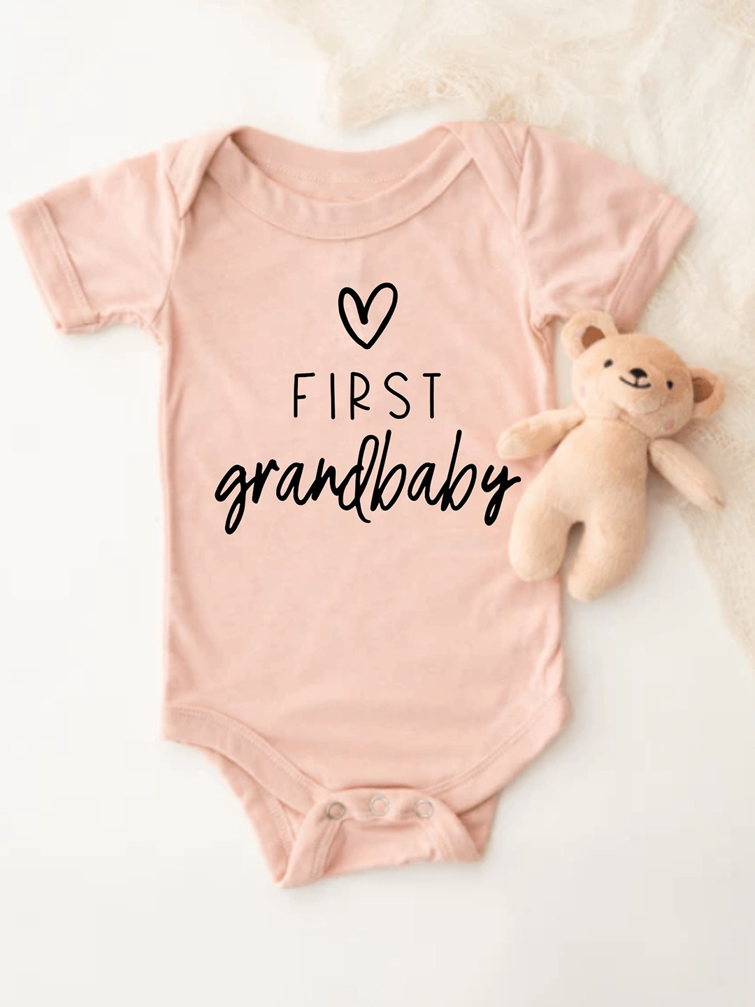 

KNITROOT Infants Kids Typography Printed Cotton Bodysuit, Peach