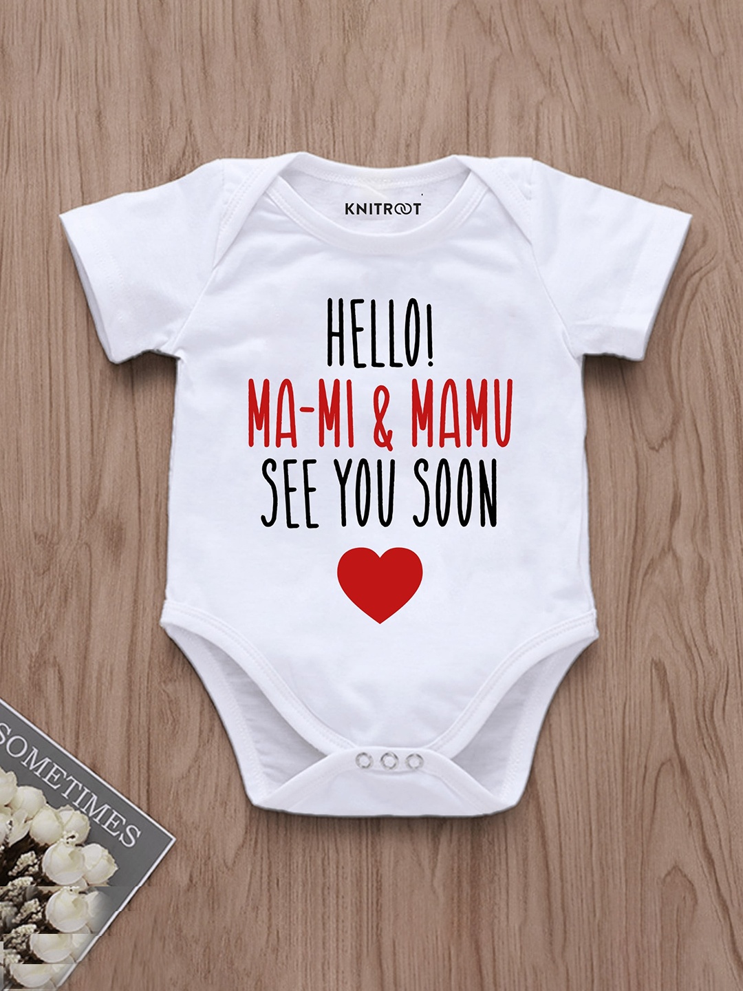 

KNITROOT Infants Printed Cotton Bodysuit, White