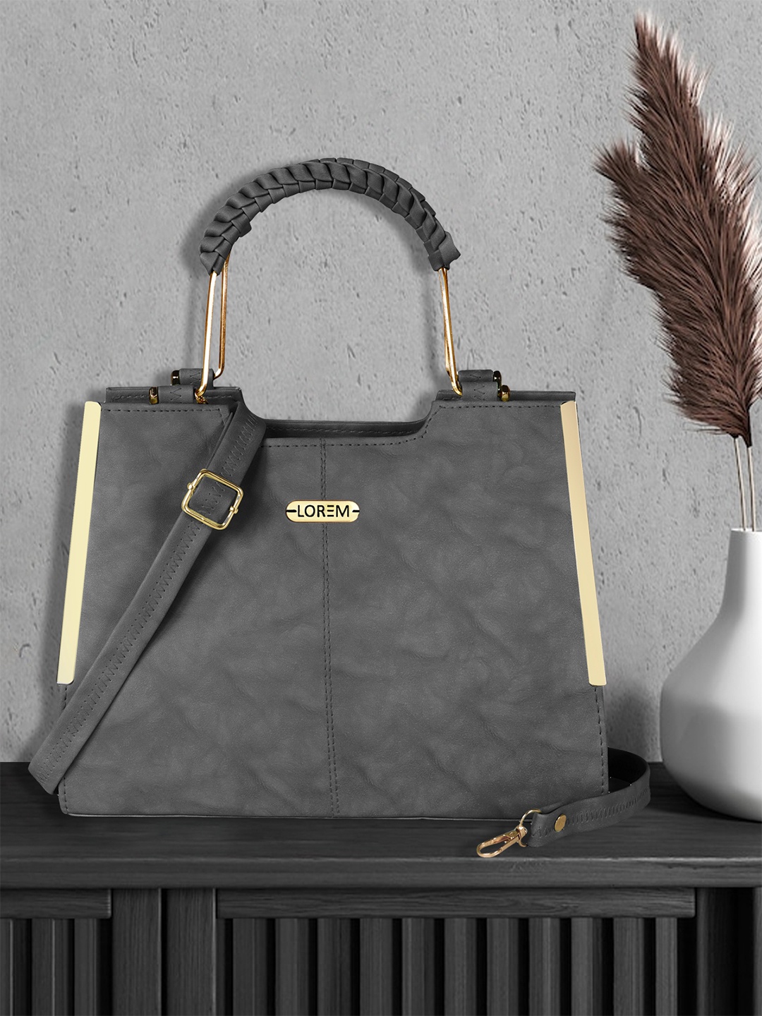 

LOREM Structured Handheld Bag, Grey