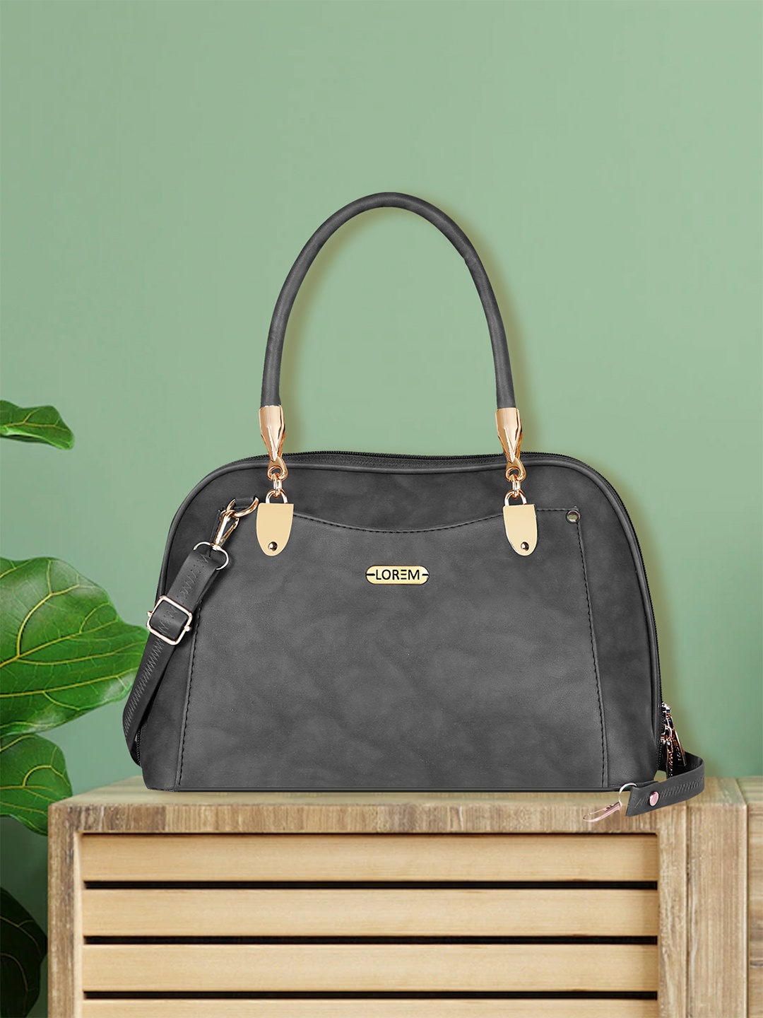 

LOREM Structured Handheld Bag, Grey