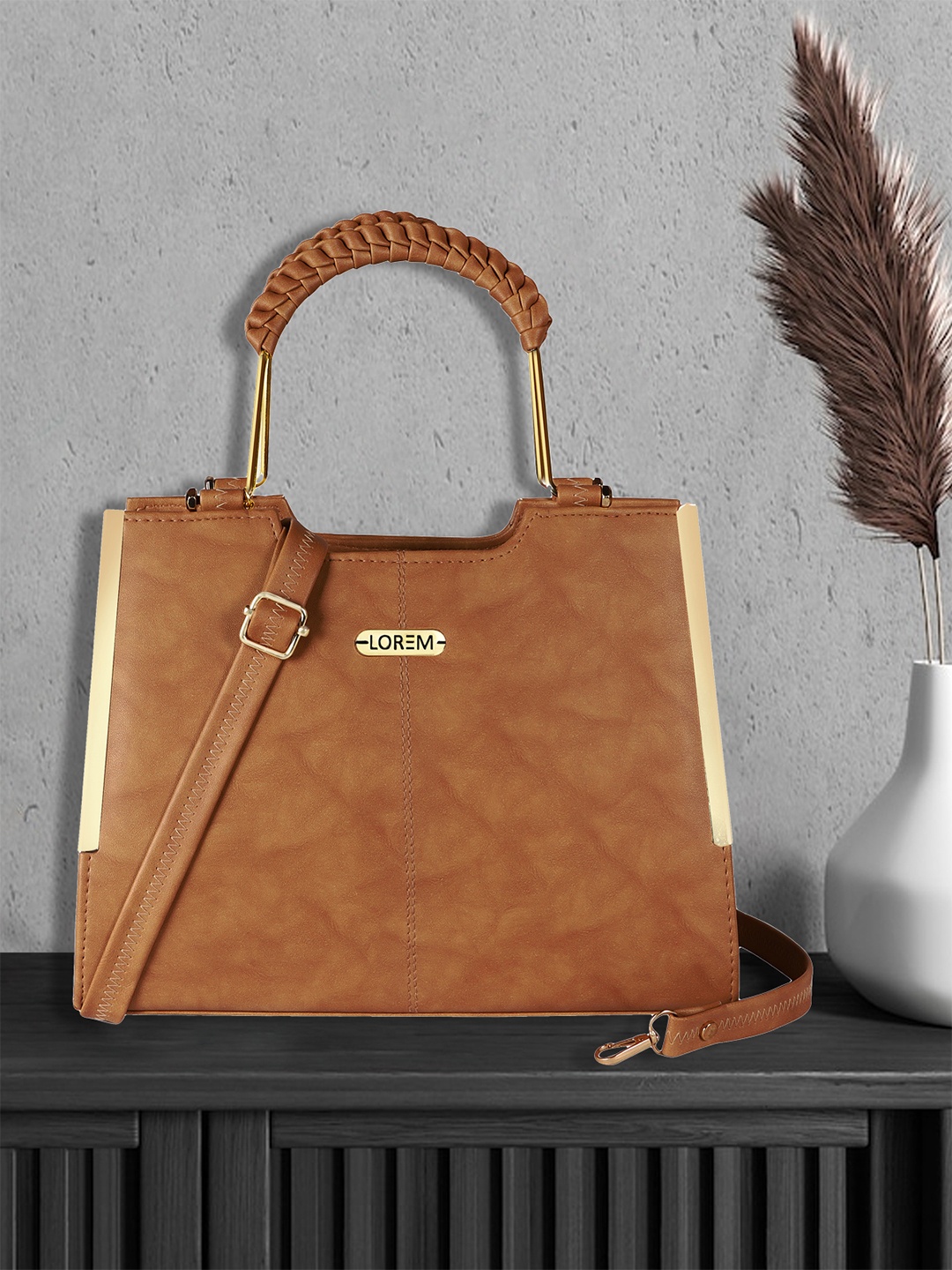 

LOREM Structured Handheld Bag, Tan