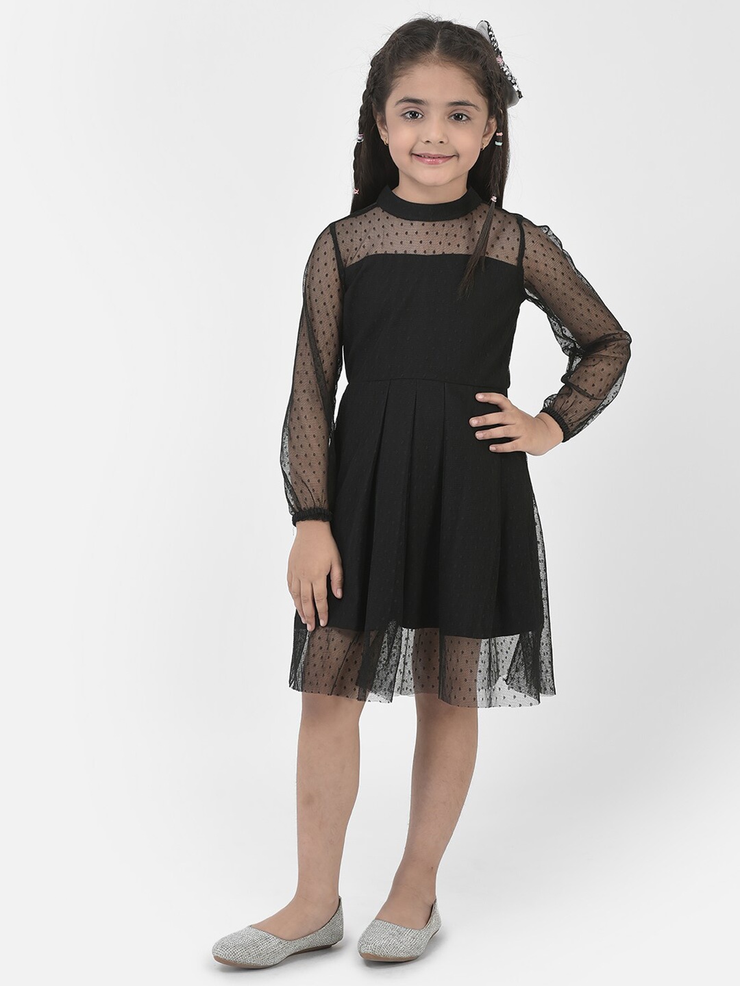 

Eavan Girls Net Fit & Flare Dress, Black