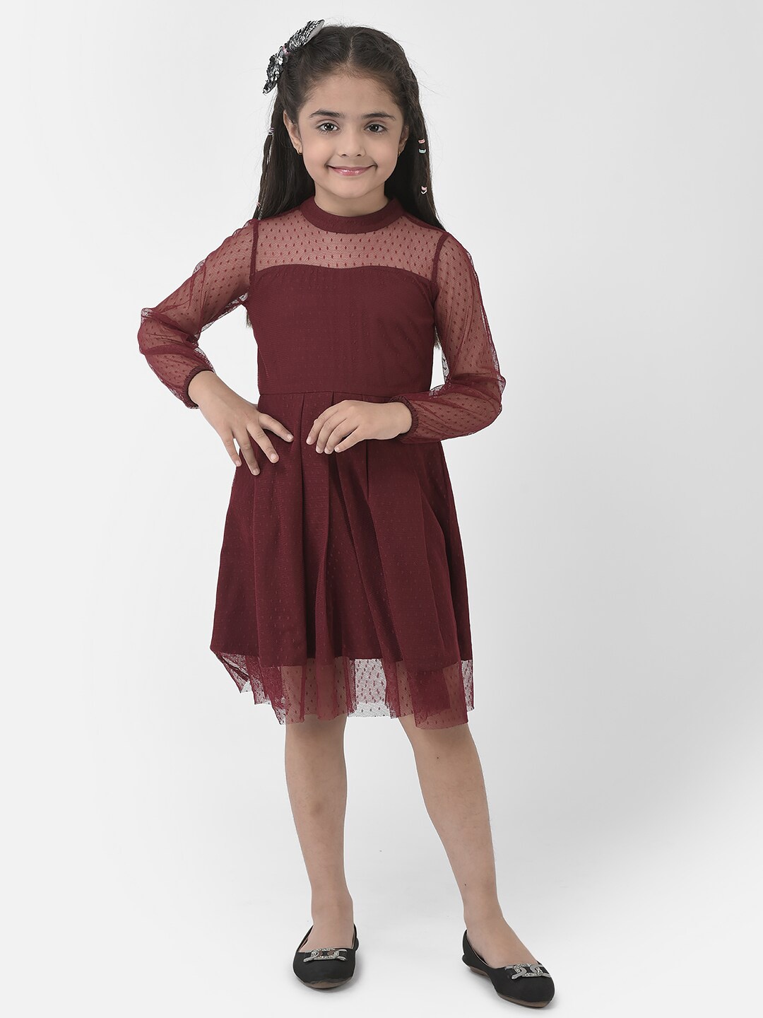 

Eavan Girls Net Fit & Flare Dress, Maroon