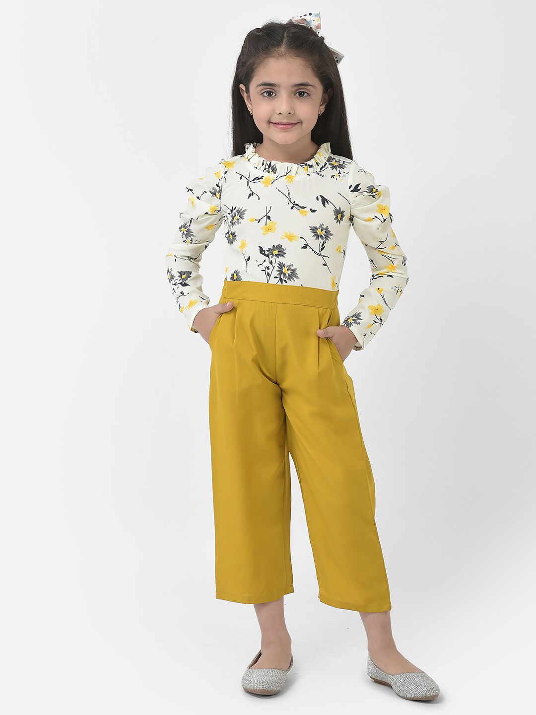 

Eavan Girls Printed Basic Jumpsuit, Grey melange