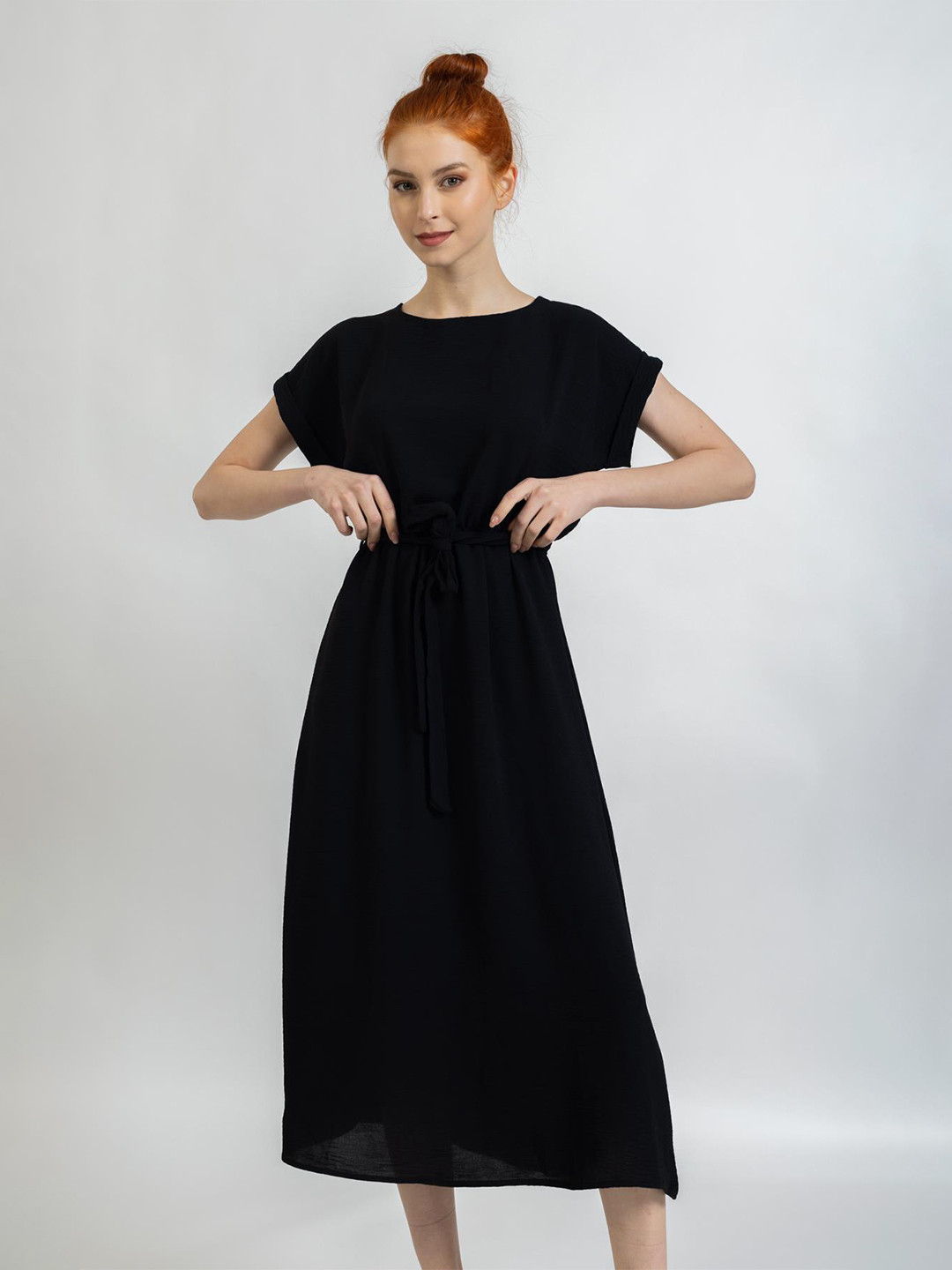 

PRET A TUER Fit & Flare Midi Dress With Belt, Black