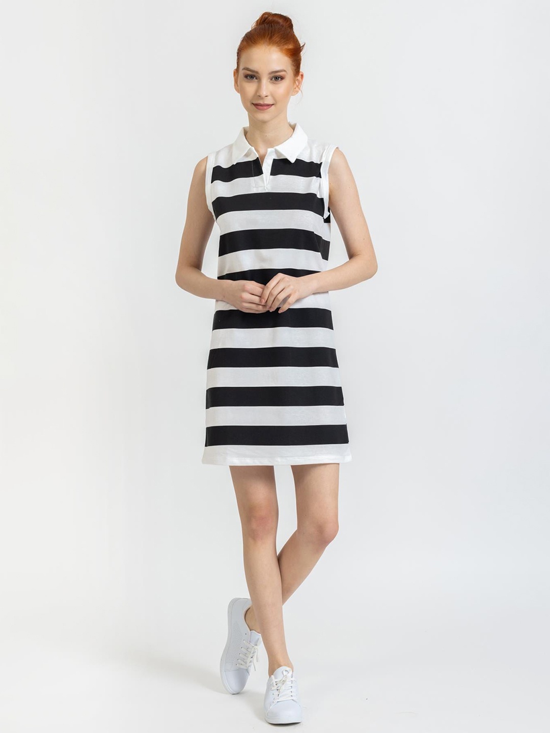 

PRET A TUER Striped T-shirt Dress, Black