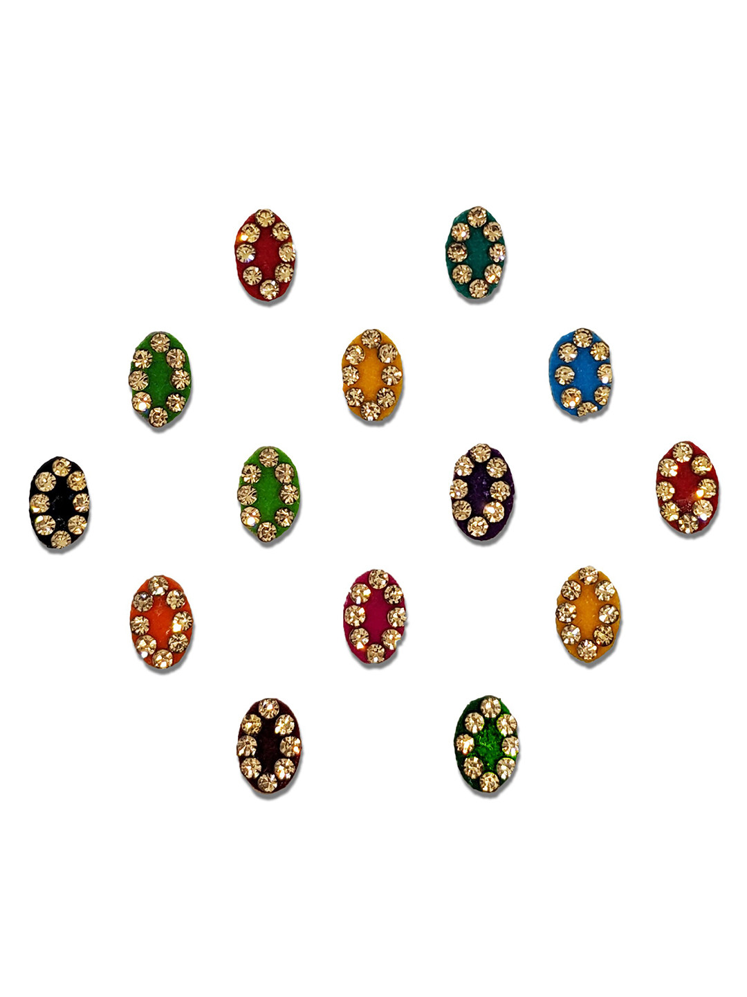 

Comet Busters 14 Pcs Embellished Reusable Designer Bindis - Multicoloured, Multi