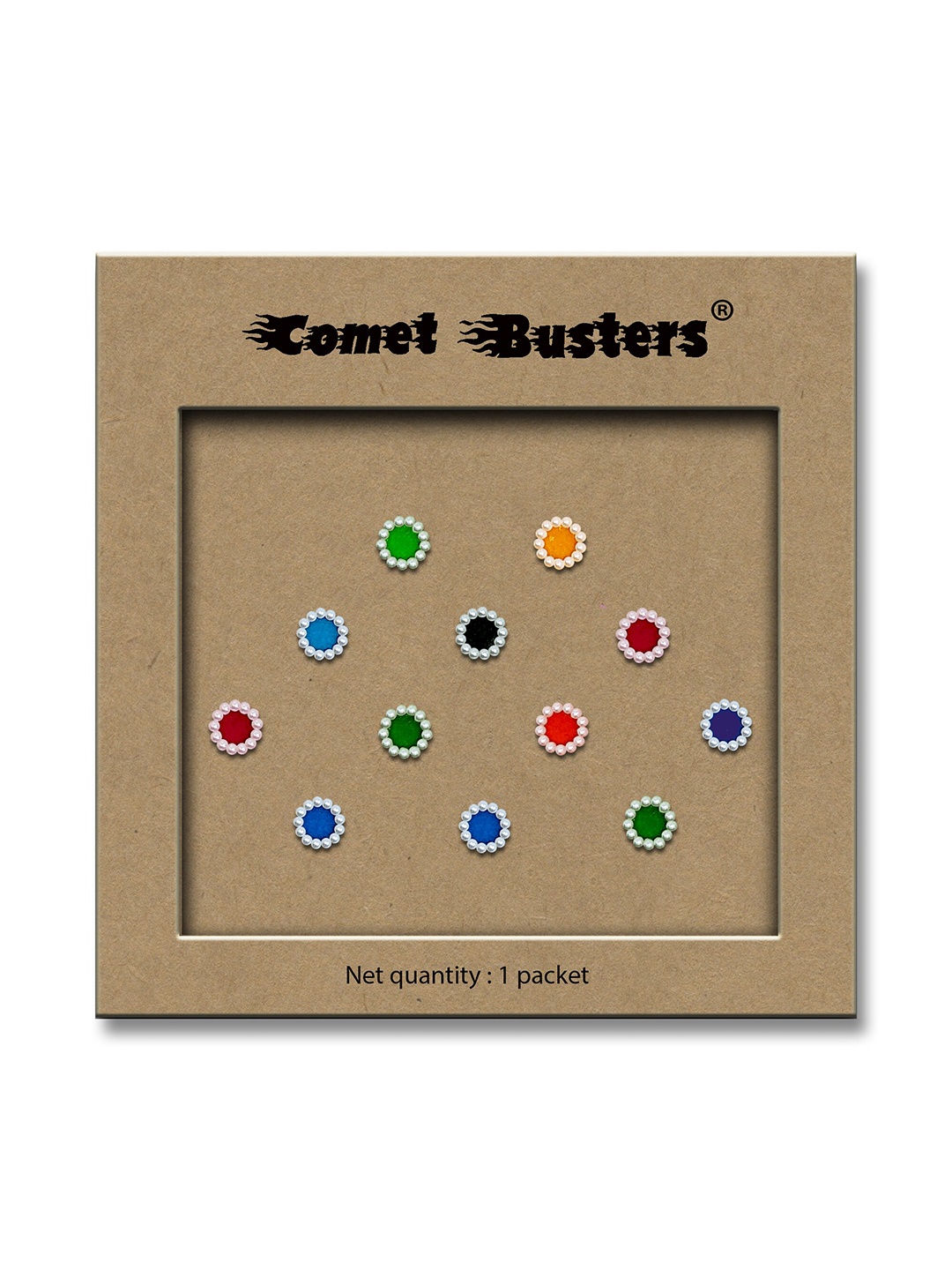 

Comet Busters Multicoloured Embellished Handcrafted Traditional Designer Bindis - 12 Pcs, Multi