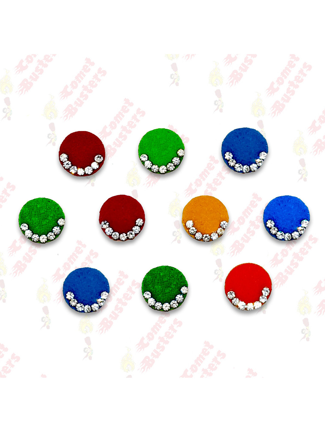 

Comet Busters Set of 10 Stone Studded Bindis - Multicoloured, Multi