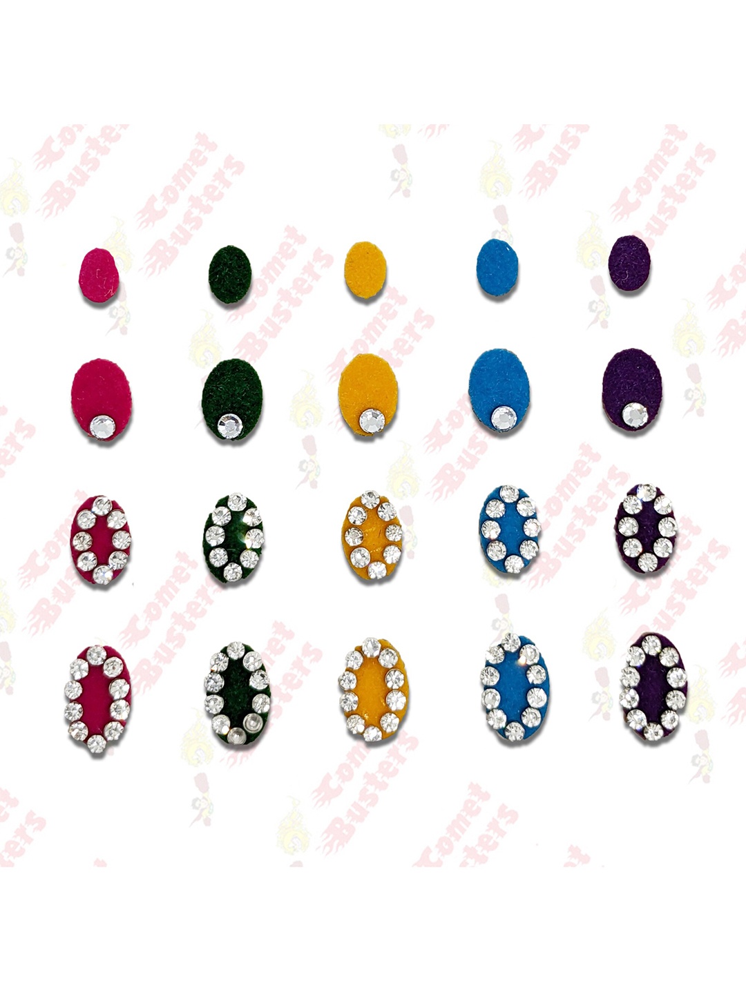 

Comet Busters Multicoloured Handcrafted Beautiful Traditional Designer Bindis - 20 Pcs, Multi