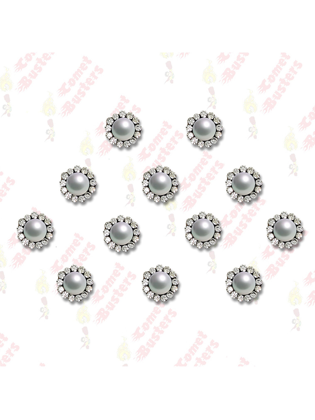 

Comet Busters Silver Toned Embellished Reusable Traditional Bindis - 12 Pcs
