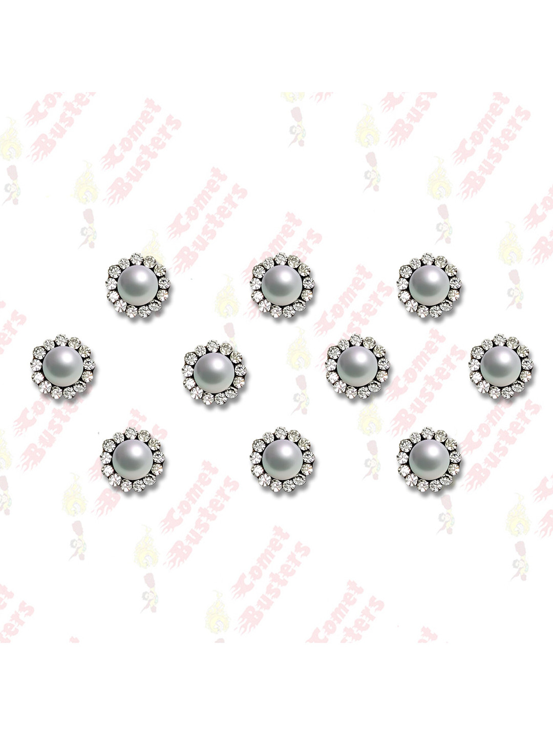 

Comet Busters 10 Pcs Beaded Reusable Designer Bindis - White