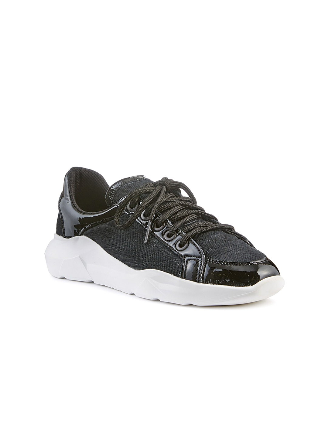 

FREESOUL Women FREESTAN LACE Woven Design Textile Contrast Sole Sneakers, Black