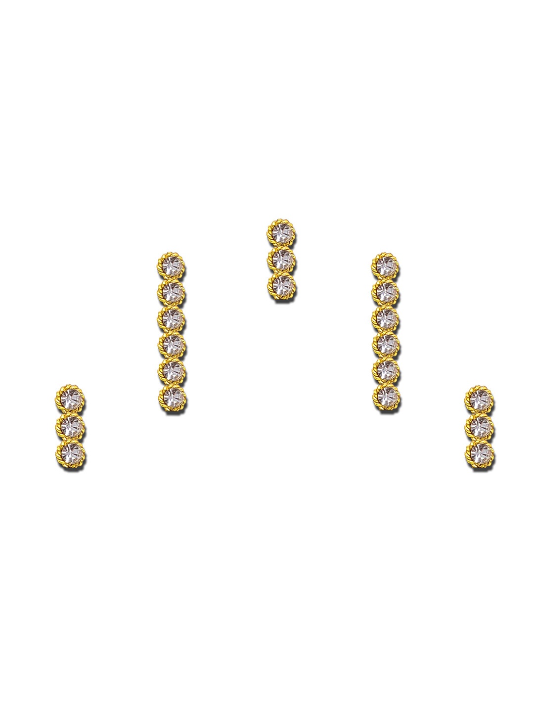 

Comet Busters Gold Toned Embellished Reusable Traditional Bindis - 5 Pcs