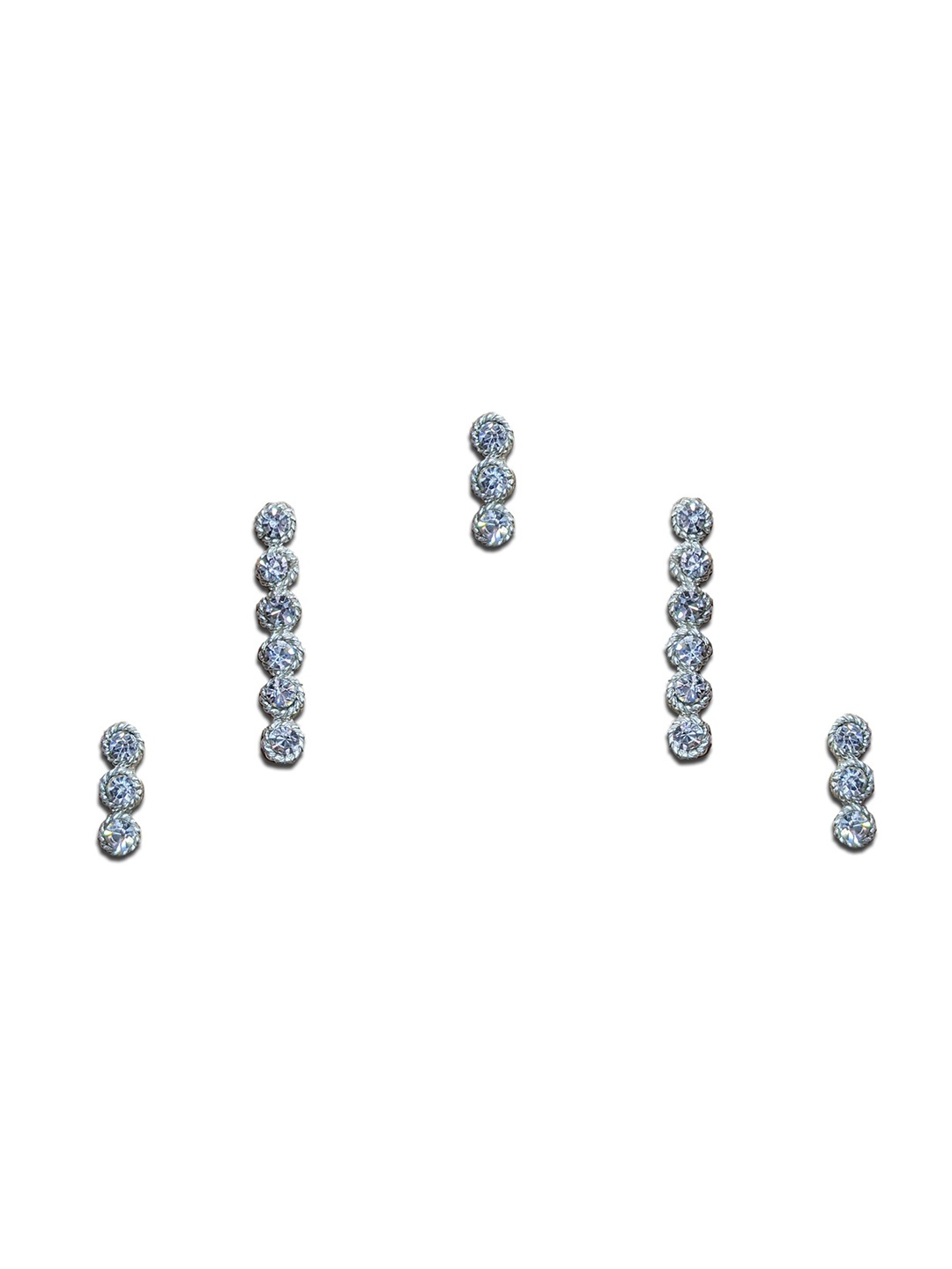 

Comet Busters Silver Toned Embellished Reusable Traditional Bindis - 5 Pcs