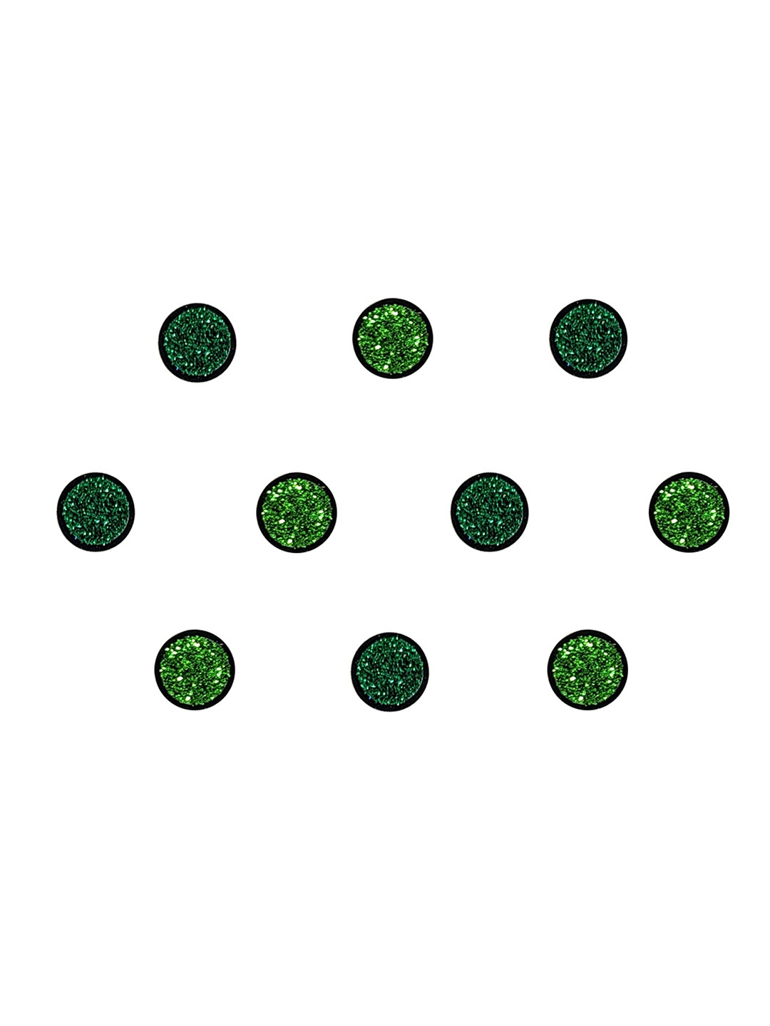 

Comet Busters 10 Pcs Circular Reusable Designer Bindis - Green