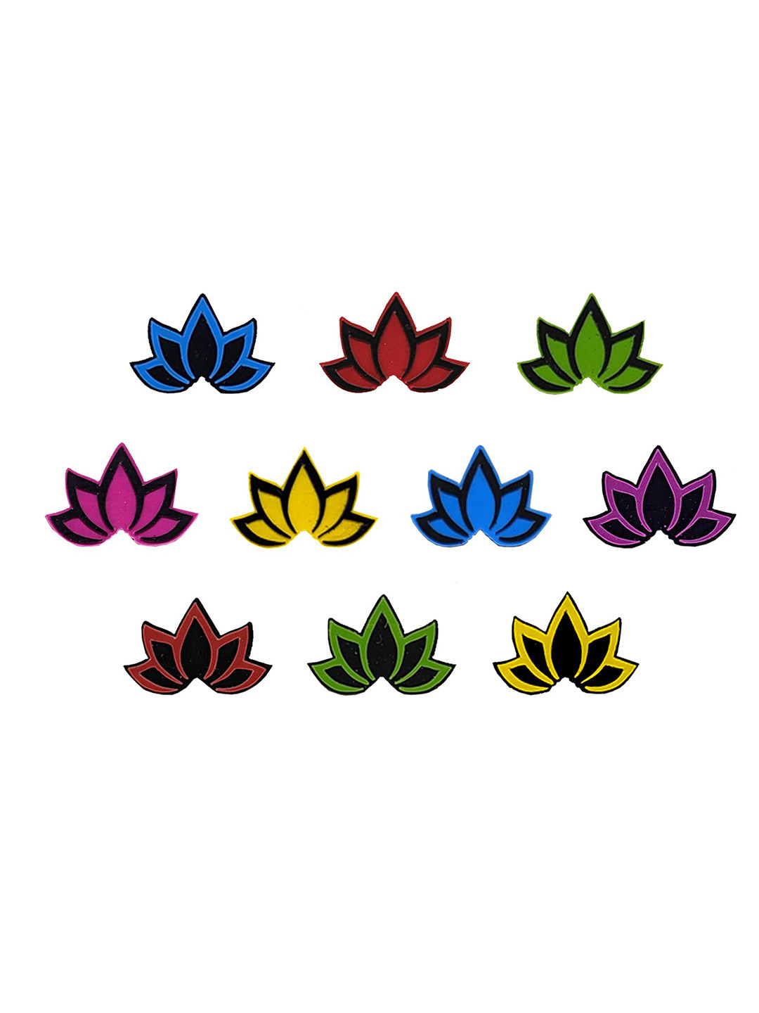 

Comet Busters 10 Pcs Lotus-Shaped Reusable Designer Bindis - Multicoloured, Multi