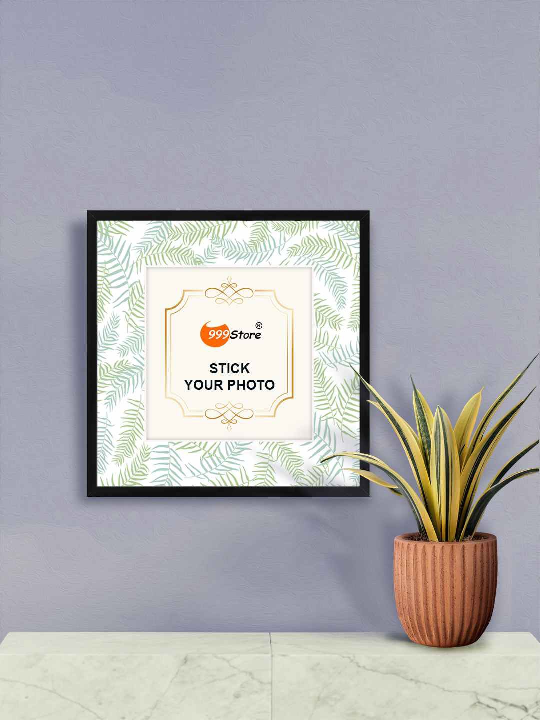 

999Store White & Green Leaves Printed Wall Photo Frames