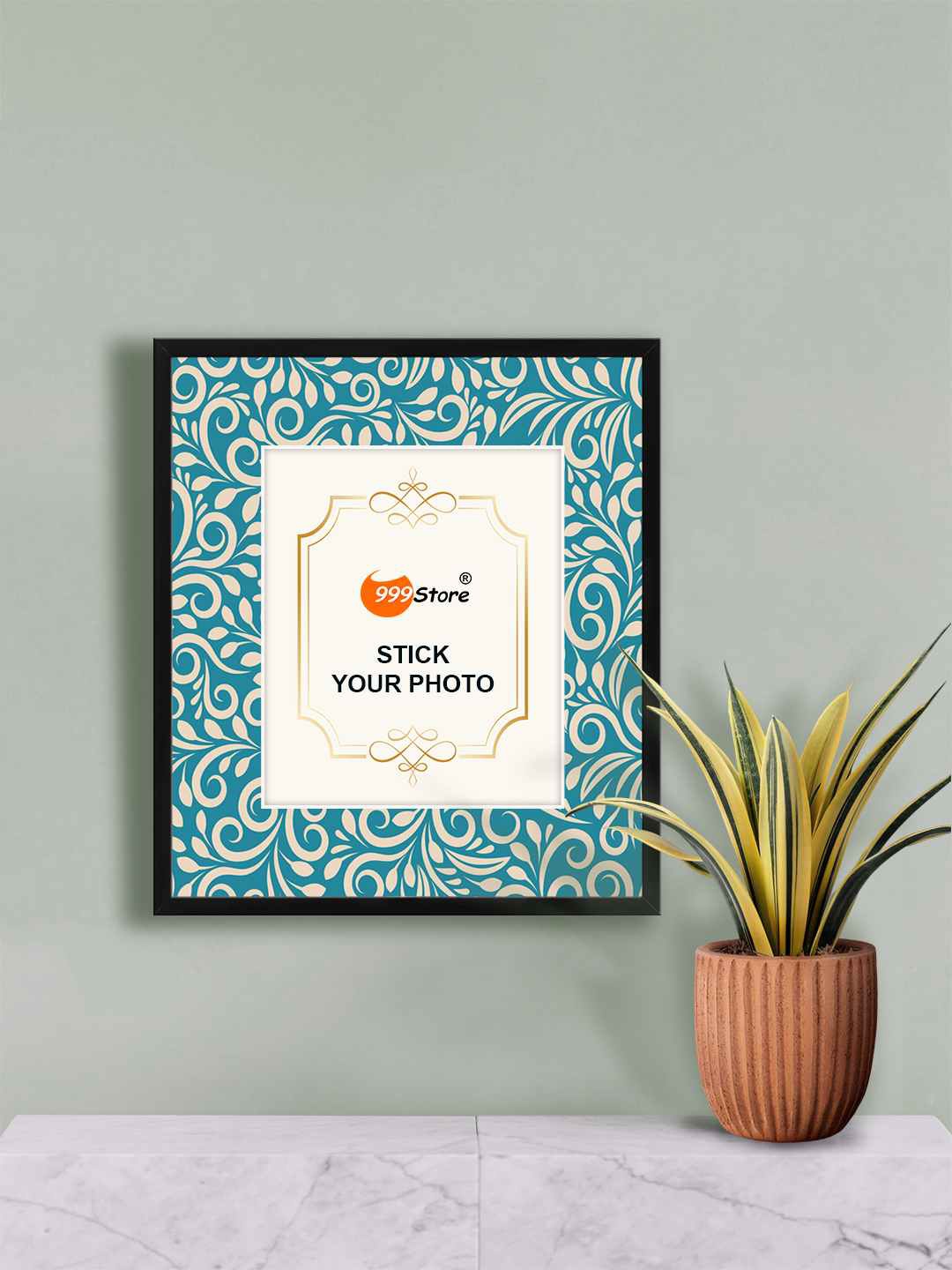 

999Store Blue & Black Floral Printed Wall Hanging Photo Frame