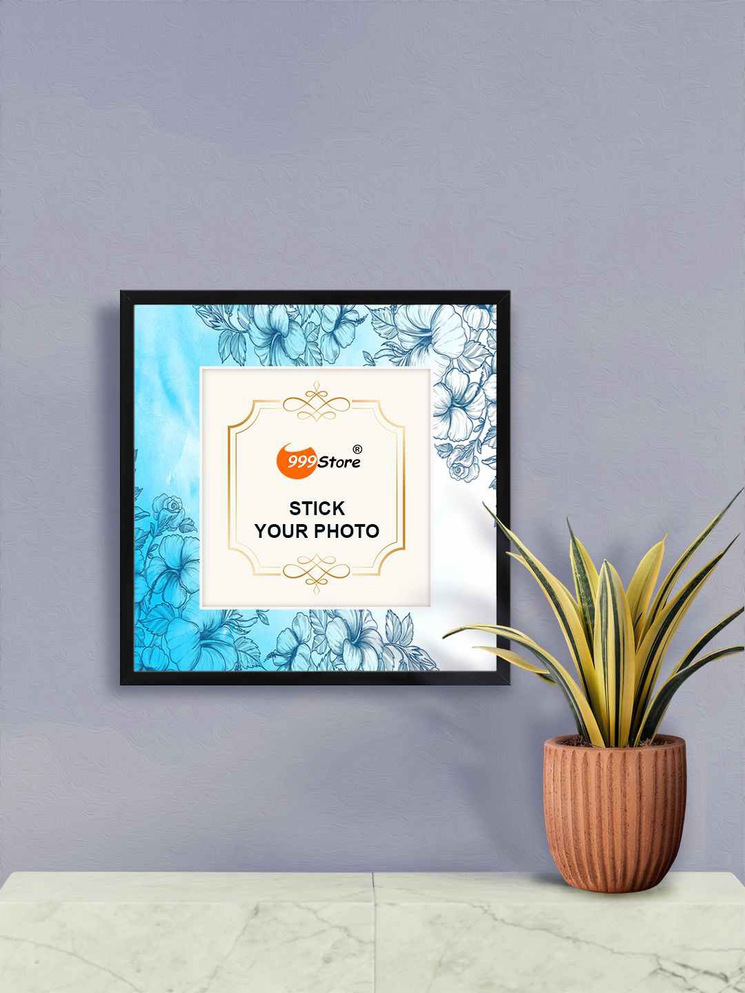 

999Store Blue & White Habicus Flower Printed Photo Frames