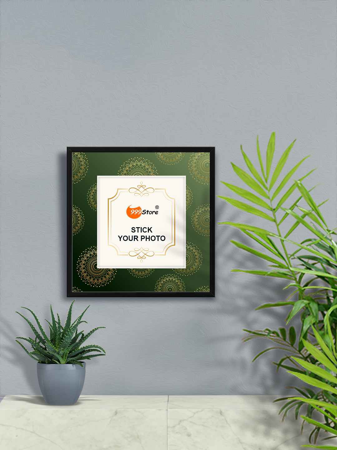 

999Store Green & Beige Mandala Printed Photo Frame