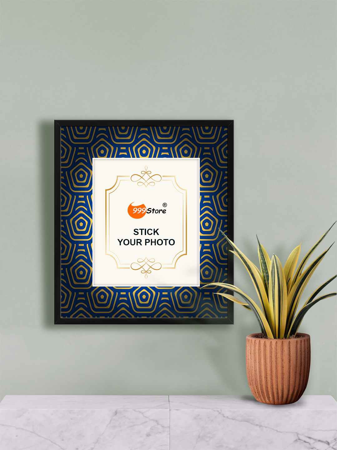 

999Store Blue & Gold Toned Printed Photo Frame