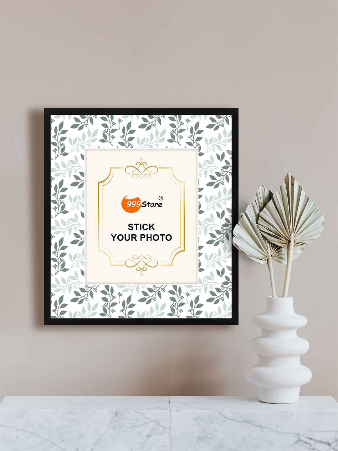 

999Store Grey Leaves Pattern Printed Photo Frame