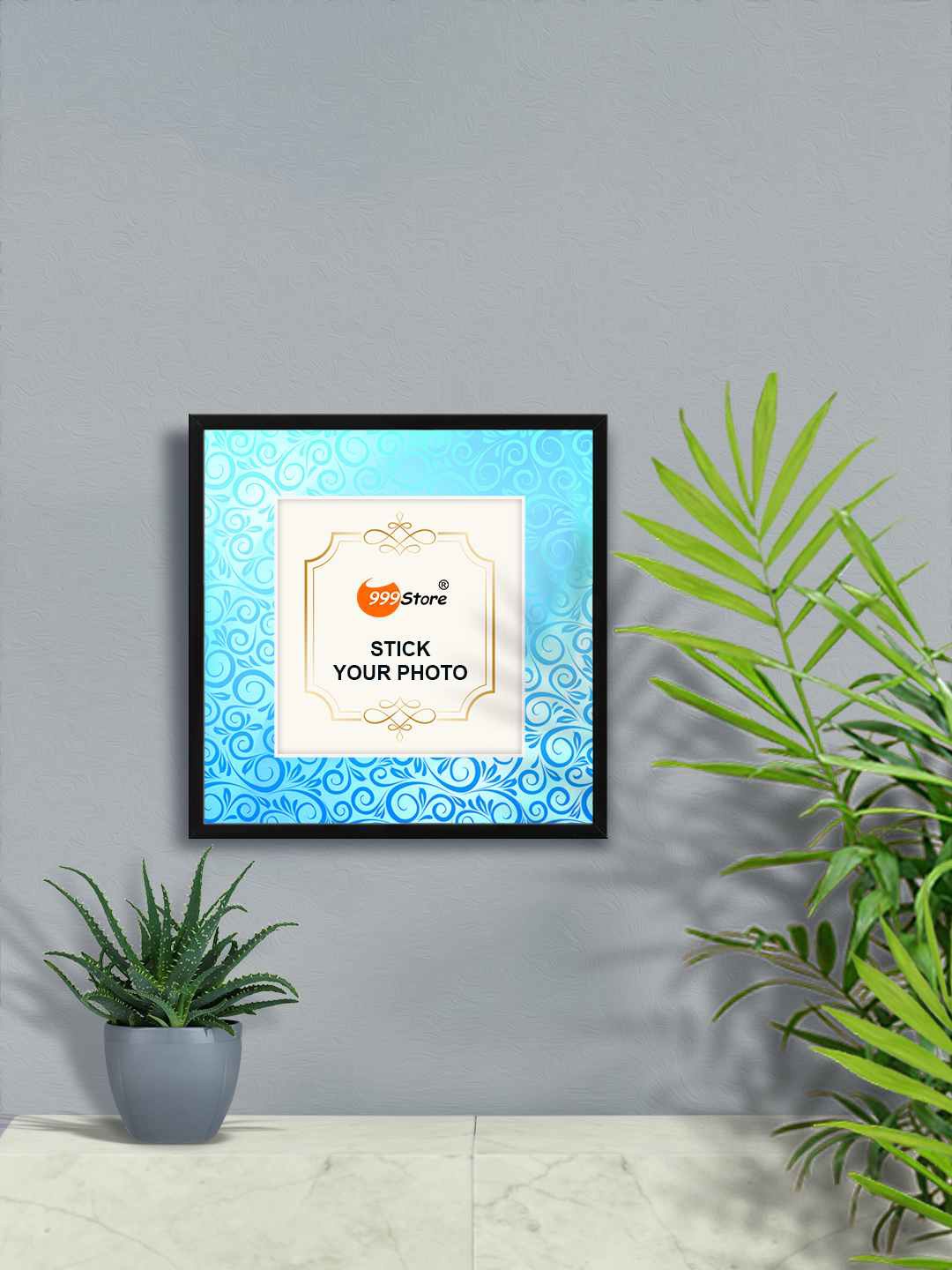 

999Store Blue & White Swirl Ornament Printed Wall Photo Frames