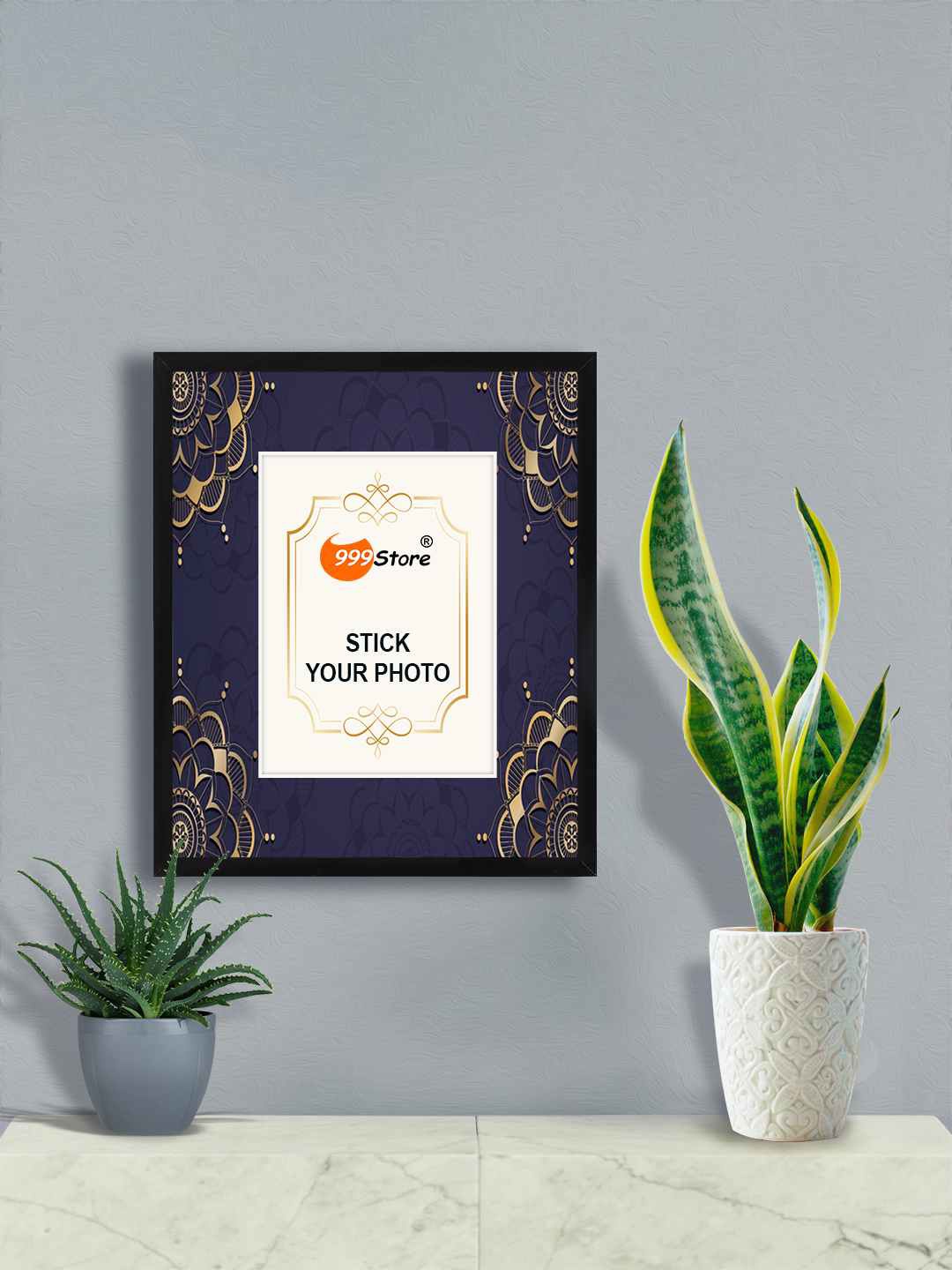 

999Store Blue & Beige Mandala Pattern Printed Wall Hanging Photo Frame