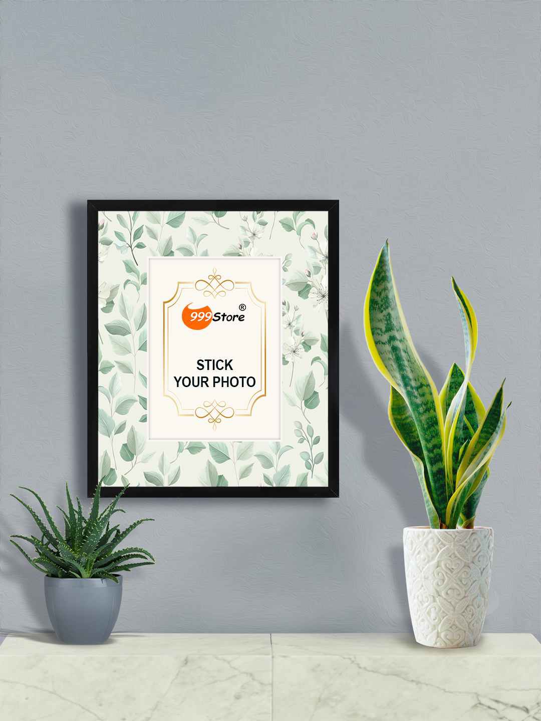 

999Store Green & White Leaves Printed Wall Photo Frame