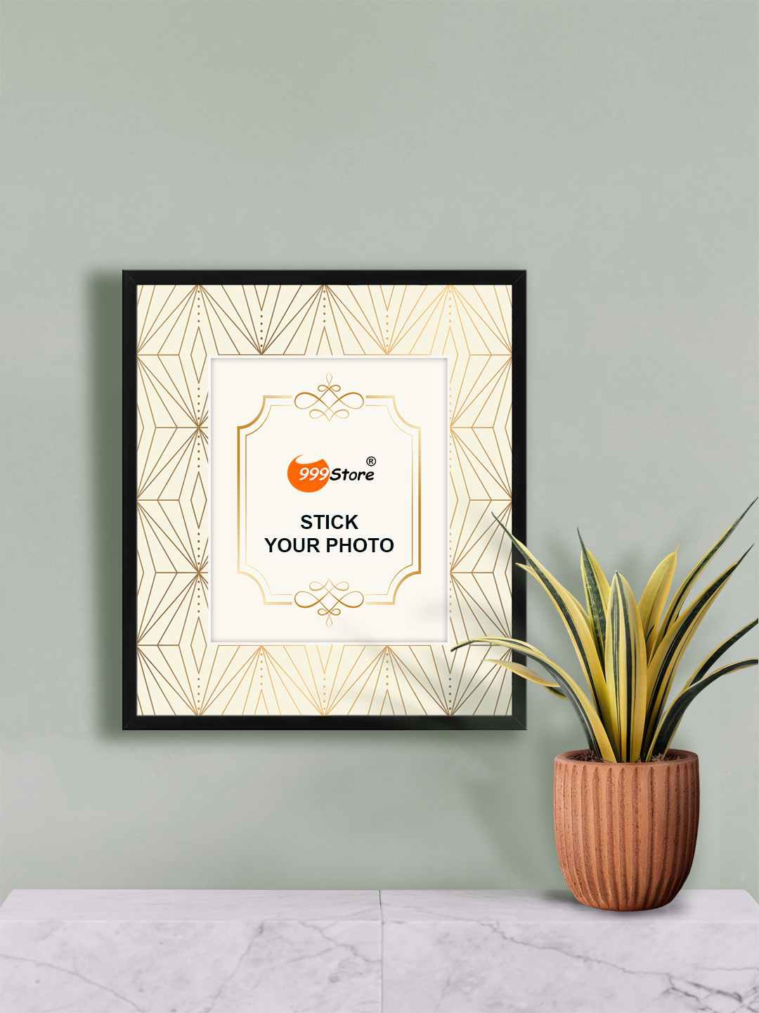 

999Store Beige & Gold Toned Printed Photo Frames