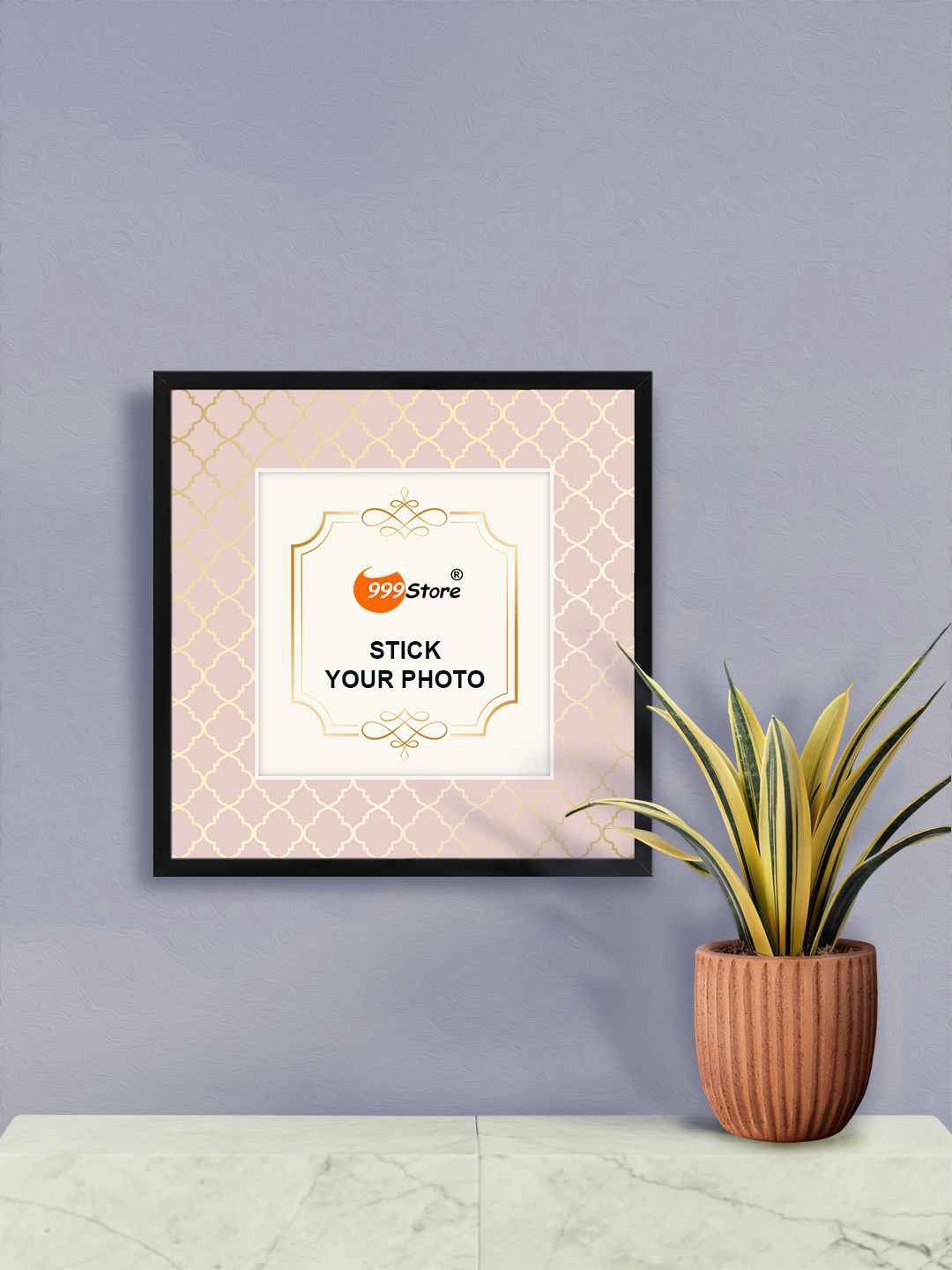 

999Store Beige & Gold-Toned Geometric Printed Square Shaped Photo Frames