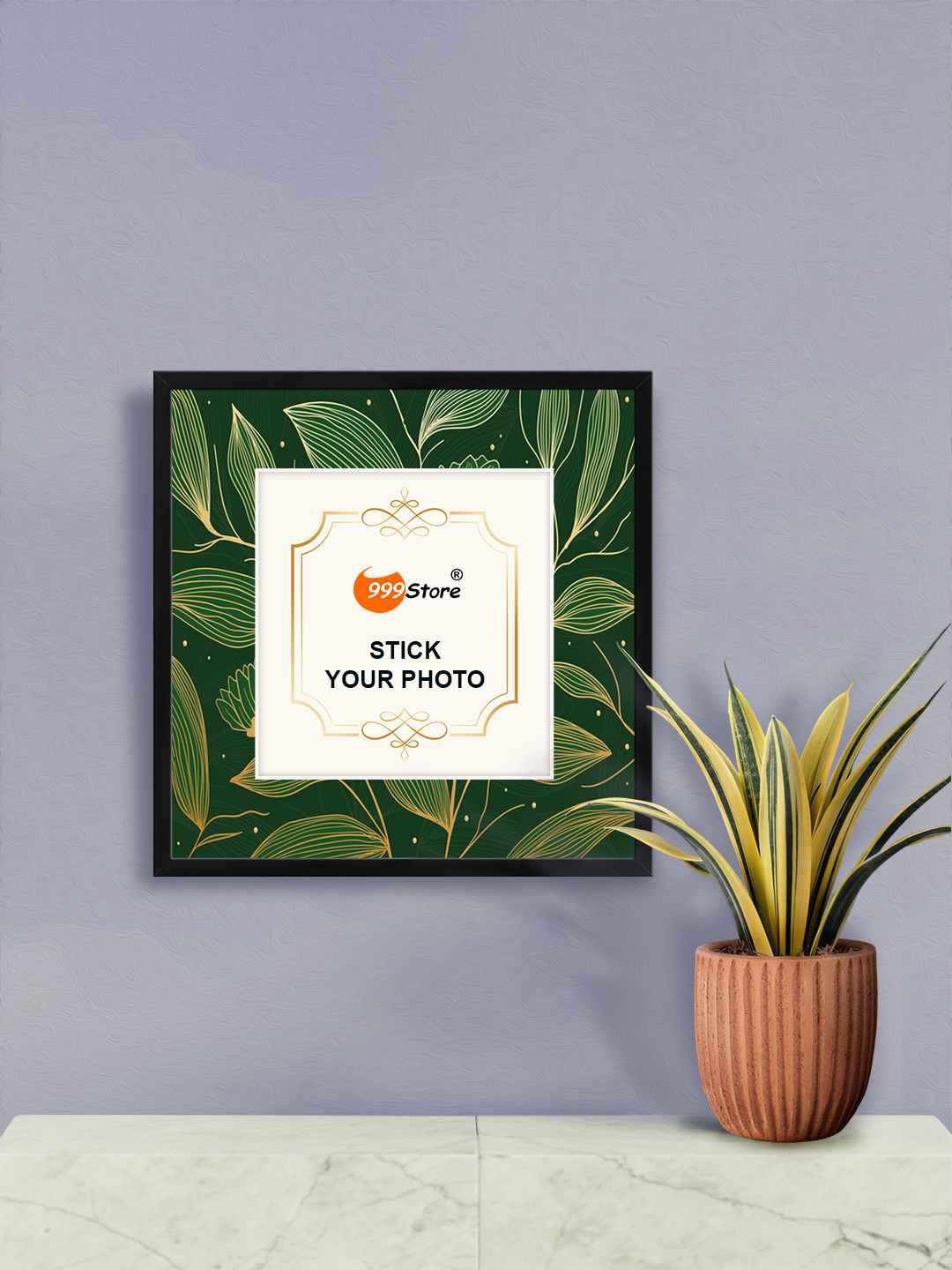 

999Store Green & Yellow Leaf Printed Photo Frame