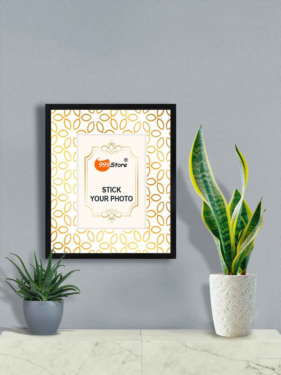 

999Store Beige & Gold Toned Printed Fibre Frame Photo Frame