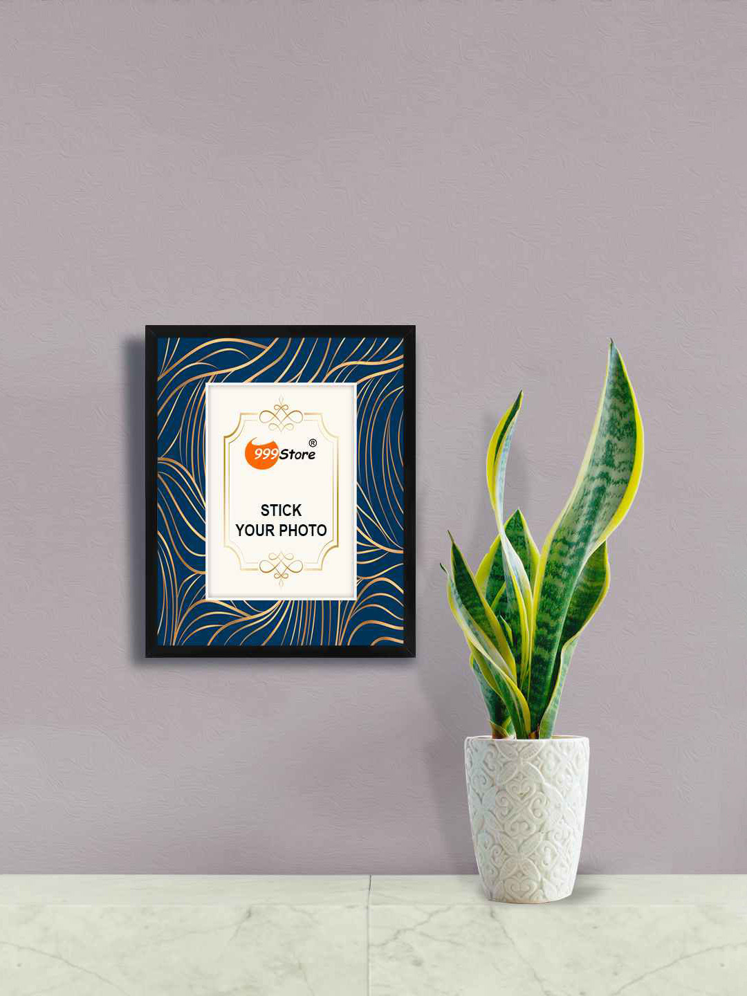 

999Store Blue & Black Abstract Ornament Printed Wall Photo Frame